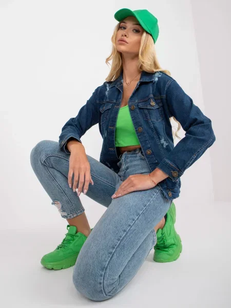 Džínsová bunda Fashionhunters modrá