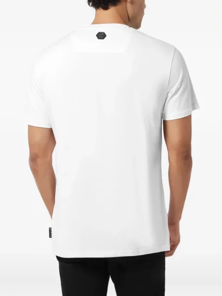 Tricou Philipp Plein cu strasuri alb