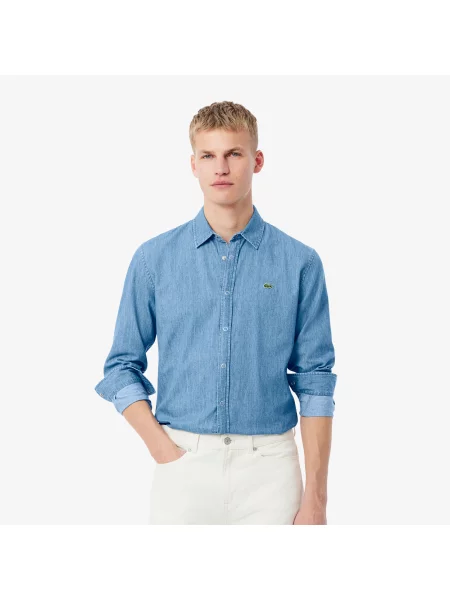 Lacoste Lekka Koszula Dżinsowa Regular Fit niebieska