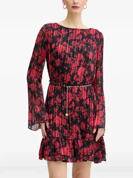 Rochie mini Guess cu model floral cu imagine negru