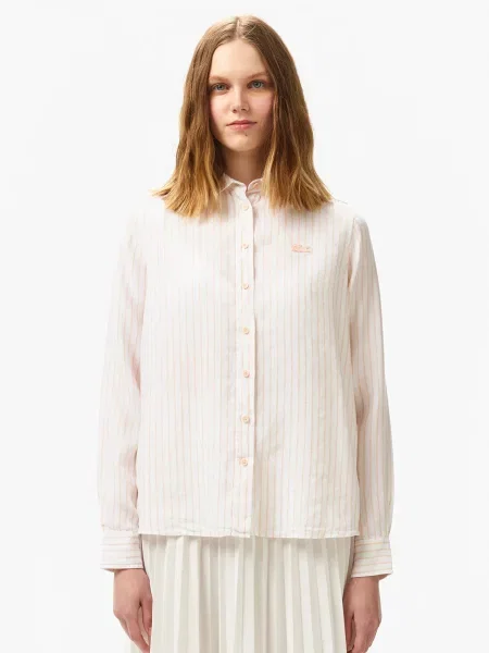 Льняная рубашка Lacoste бежевая