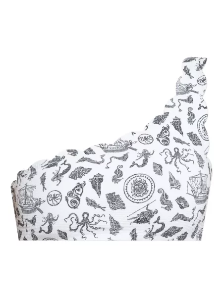 Bikini Marysia de culoare solidă cu imagine alb