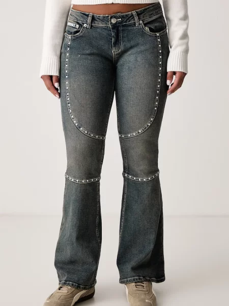 Juicy Couture flare džíny STUD JUICY MOTO FLARE JEAN modré