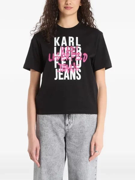 Tricou Karl Lagerfeld Jeans cu imagine negru