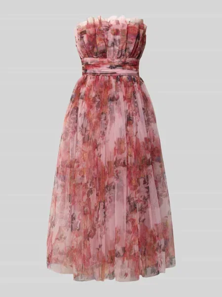 Sukienka midi o kroju regular fit z kwiatowym nadrukiem na całej powierzchni Lace & Beads