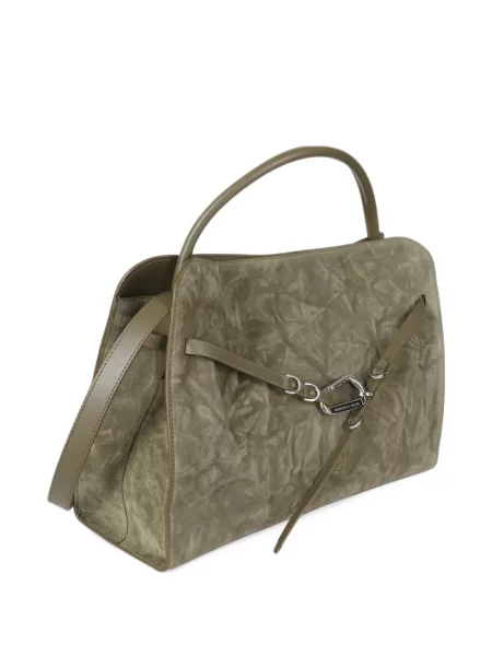 Geantă shopper Francesco Biasia din piele de căprioară verde