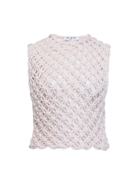 Top Alaïa boho beżowy