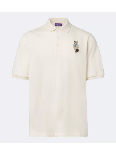 Tricou polo Ralph Lauren Purple Label din cașmir alb