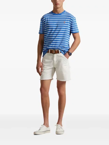Tricou Polo Ralph Lauren din piele cu broderie în carouri maro