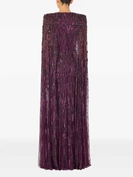 Rochie maxi Jenny Packham cu mărgele de costum violet