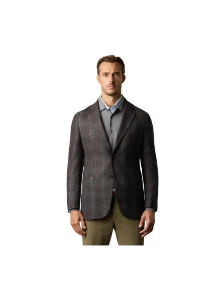 Marynarka Brooks Brothers wełniana w kratę brązowa