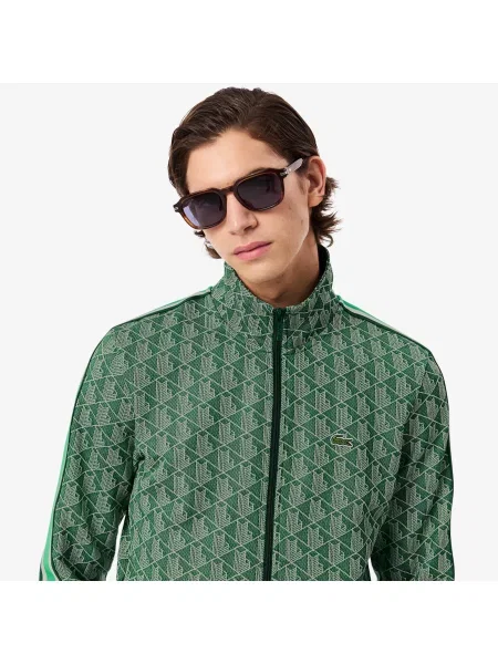 Lacoste Żakardowa Bluza Dresowa Paris Zapinana Na zielony