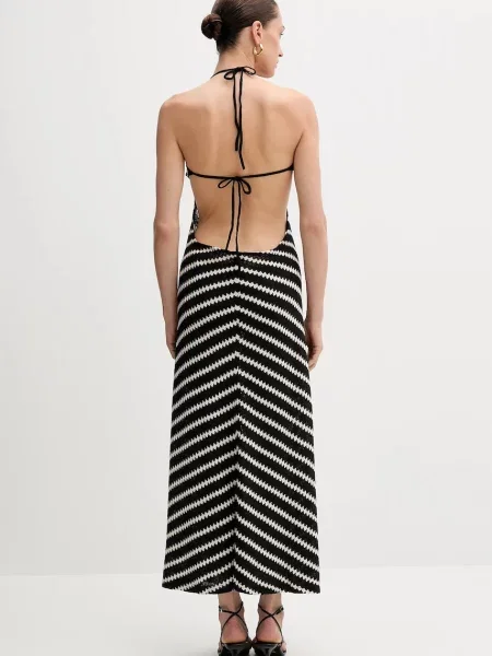 Bardot sukienka maxi rozkloszowana czarny