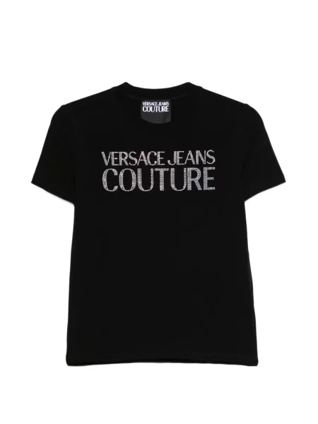Póló Versace Jeans Couture autogrammal fekete