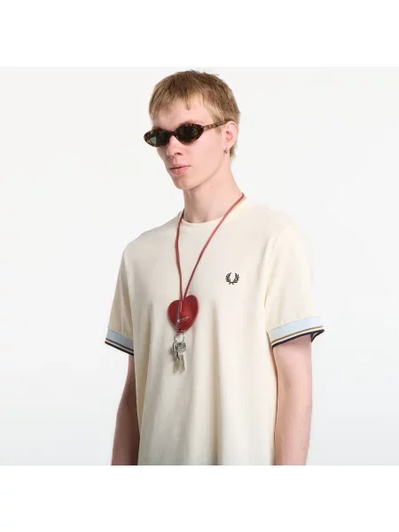 T-shirt Fred Perry Twin Tipped Cuff T-Shirt Ecru S biała