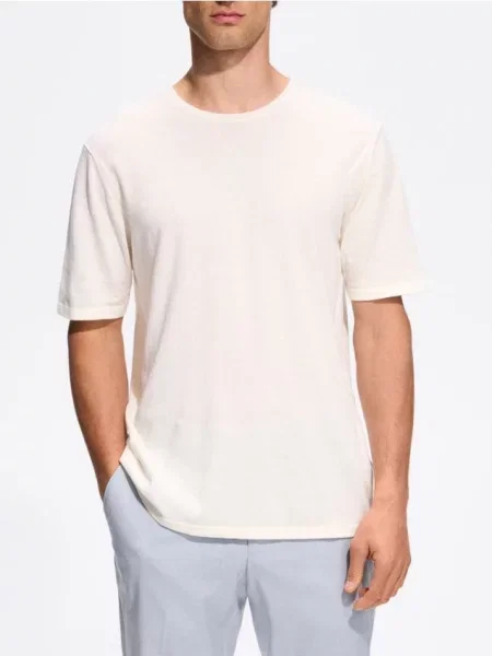 Reserved Футболка regular fit з ліоцелом бежевий