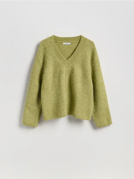 Reserved Sweter oversize zielony