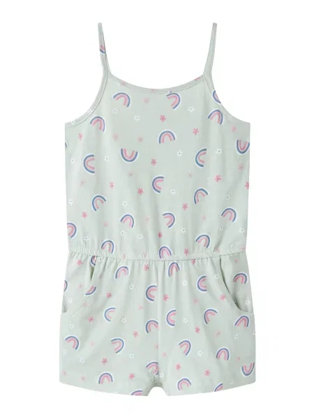 NAME IT Salopetă NMFVIGGA albastru aqua / verde pastel / roz pal alb