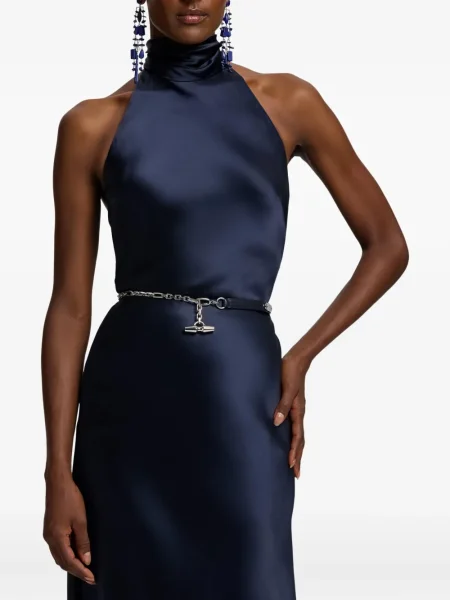 Top Ralph Lauren Collection cu gât halter albastru