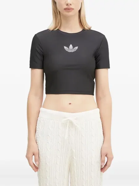 Pruhované krátké kalhoty Adidas s výšivkou modré