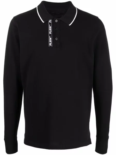 Polo Philipp Plein cu broderie negru