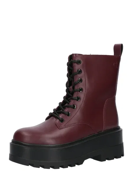 Škornji Calvin Klein z vezalkami rdeča