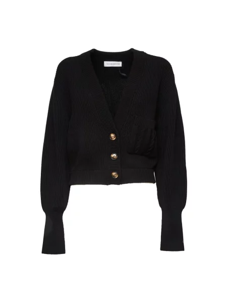 Kardigan Victoria Beckham z dekoltem w serek czarny