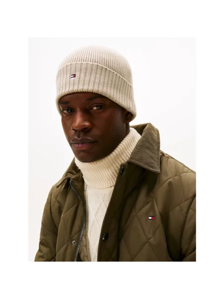 Czapka Tommy Hilfiger z kaszmiru z logo beżowa