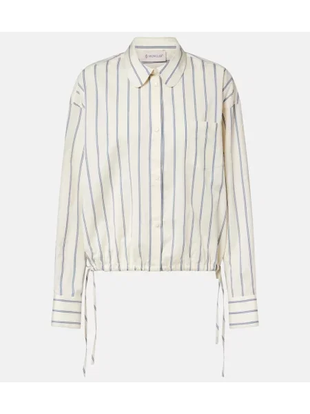 Jedwabna koszula Moncler w paski biała