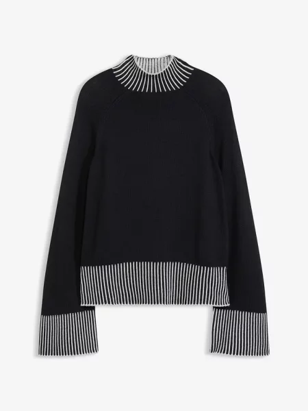 Sweter ze stójką z miękkiej mieszanki kaszmiru czarny