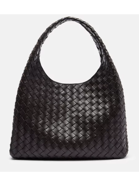 Кожена кожена чанта Bottega Veneta кафяво