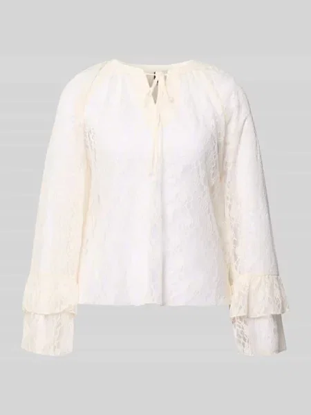 Koszula z długim rękawem w koronkowym wyglądzie w kroju regular fit model LOULOU' Vero Moda biała