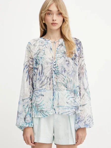 Блуза Guess DANILE дамска с изчистен дизайн бежово