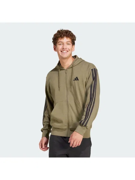 Pruhovaná froté mikina s kapucňou Adidas Sportswear čierna