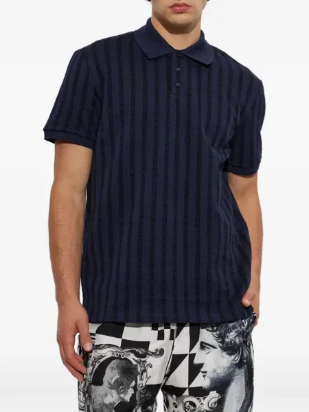 Tricou polo Versace din jacard albastru
