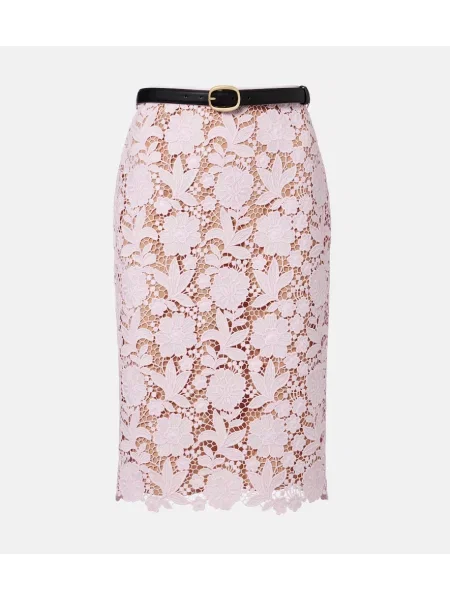 Teacă fustă tip creion Self-portrait din dantelă roz