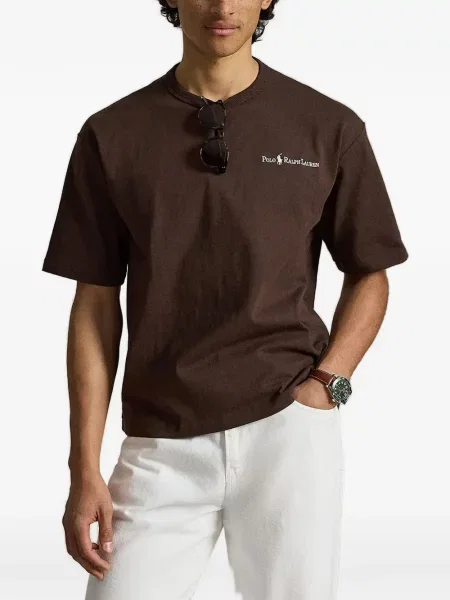 Tricou polo Polo Ralph Lauren cu broderie maro