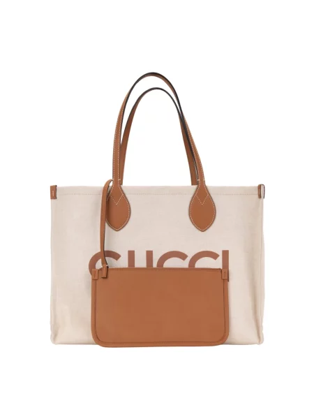 Shopperka Gucci skórzana beżowa