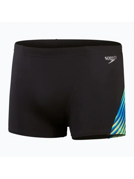 Olcsóbban. Férfi Speedo Allover Digital V-Cut Aquashort úszó boxeralsó fekete/igazi kobalt. Méret: 34 fekete