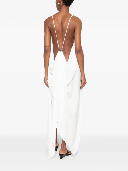 Rochie maxi Vestiaire D'un Oiseau Libre drapată cu spatele deschis alb