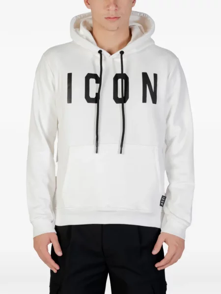 Суичър с качулка Icon Brand с принт бяло
