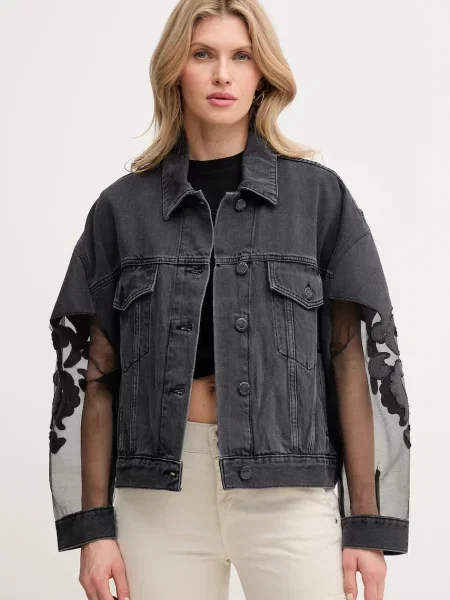 Дънково яке Pinko преходен модел с уголемена кройка черно