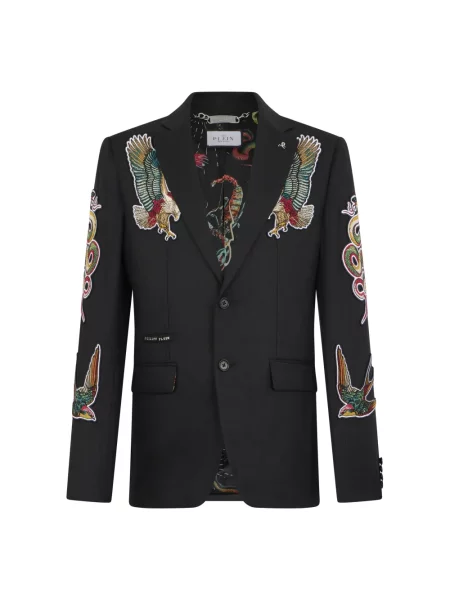 Lniana marynarka Philipp Plein czarna