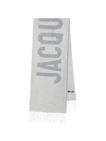 Fular Jacquemus cu franjuri gri