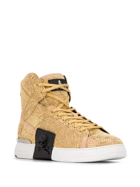 Sneakersy Philipp Plein z ćwiekami złote