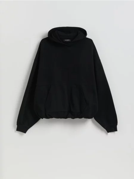 Reserved Bluza boxy z kapturem czarny