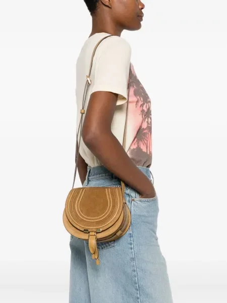 Geanta crossbody Chloé Marcie din piele de căprioară