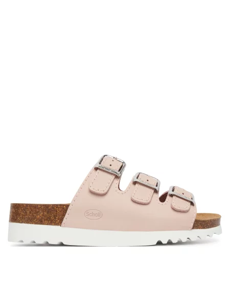 Papuci Scholl cu pană roz