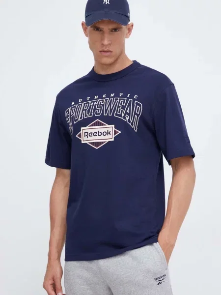 Тениска Reebok Classic с принт тъмносиньо