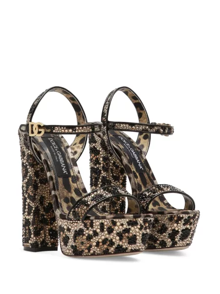 Sandale Dolce & Gabbana cu platformă cu imagine cu model leopard maro